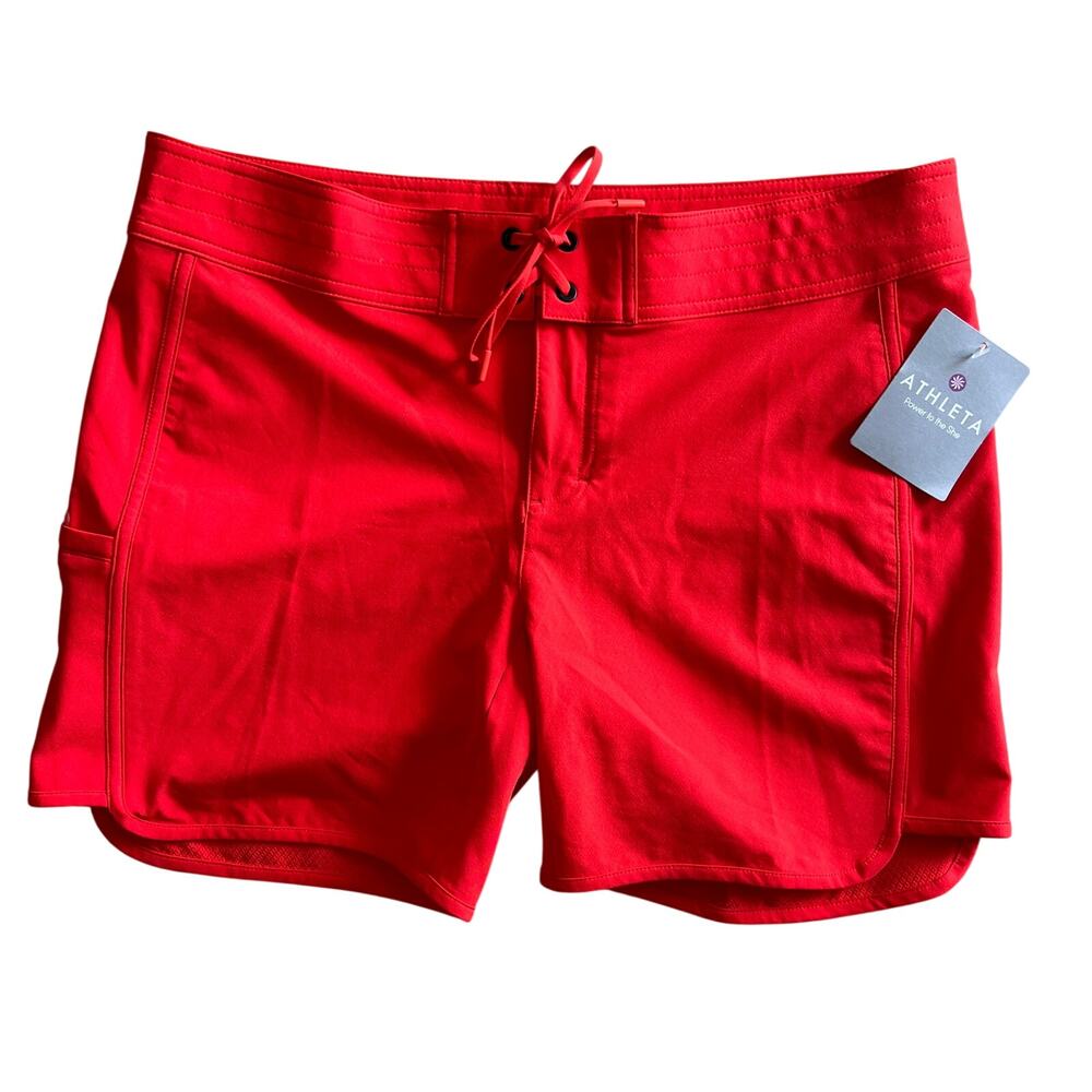 Athleta Red Board Shorts Women’s Size 12 Swim Surf Athletic - Picture 2 of 10